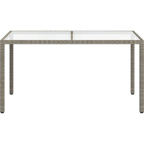 Table de jardin Table d'appoint, Table de Balcon, 150x90x75 cm Verre trempé et poly rotin Gris OIB5885E (1/3)