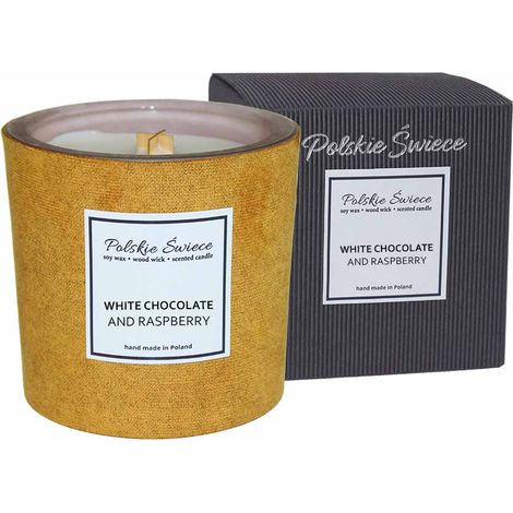 BOUGIE NOIRE HEVY SKIN GOLD, CHOCOLAT BLANC ET FRAMBOISE
