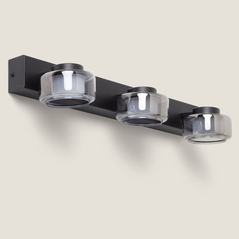 Lampe Murale LED 12W Salle de Bain Métal et Verre Zisna Noir