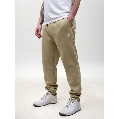 Pantalones deportivos para hombre color verde oliva claro con logo estampado GOOD LUCK, talla M (1/5)