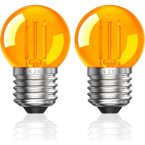 2W Ampoule E27 LED Vintage,G40 Ampoule LED E27 Blanc Chaud 2000K Ambre Ampoule LED Couleur pour Lampes Nuit Sommeil Sain,Équivalent 20W,Non Dimmable,Lot de 2 [Classe énergétique G] (1/5)