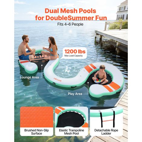 Quai Flottant Gonflable 4,57x1,83 m Plateforme de Quai Gonflable pour Piscine Plage Mer Lac Réunions de Famille Sorties Amis Activi… (1/5)