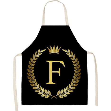 Tablier de cuisine en lin - Tablier sans manches en coton et lin imprimé de lettres