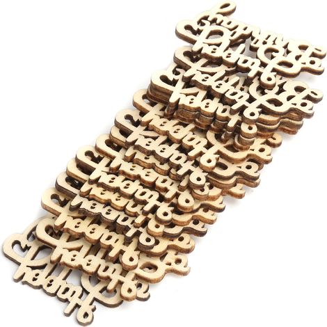 60Pcs Happy Birthday Wood Cutout Words DIY Decorative Crafts Wooden Ornaments for Party (1/5)