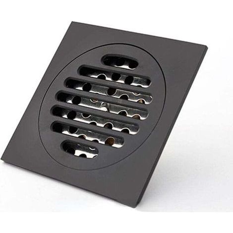 Scarico doccia quadrato in ottone nero opaco, antiodore, 10 cm, per vasca e doccia, griglia di drenaggio, sifone doccia, filtro per capelli, copertura per scarico doccia esterno (1/4)
