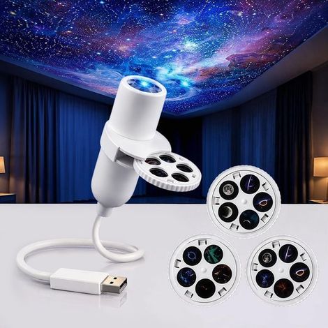 Projecteur de veilleuse holographique 5D – Veilleuse à projection holographique – Projecteur ciel étoilé – Prêt à l'emploi – Orientable à 360° – Alimentation USB (1/5)