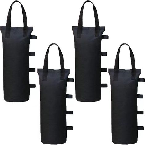 Lot de 4 sacs de lestage robustes à double couture sac de sable, sac d'extérieur noir (rond, 13 x 50 cm, noir) (1/5)