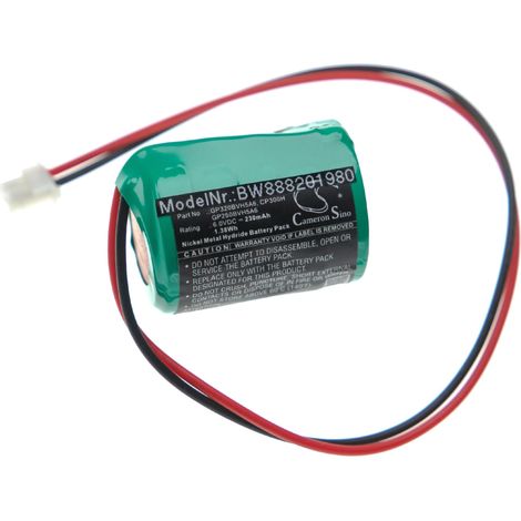 vhbw 1x batteria compatibile con Honeywell 8EP420, AG6/WB, ADE RESON8, RESON8, HWAG6S sistema d'allarme (230mAh, 6V, NiMH) (1/2)