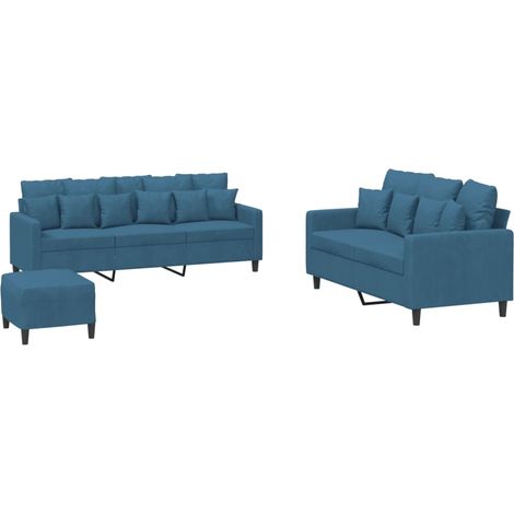 Maison Exclusive - Set di Divani 3 pz con Cuscini Blu in Velluto