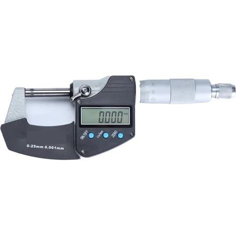 Digitales Dickenmessgerät, digitales Mikrometer 0,001 mm, elektronische Außenmikrometer, Chrom-Messschieber, Messwerkzeuge (Größe: 0–25 mm)
