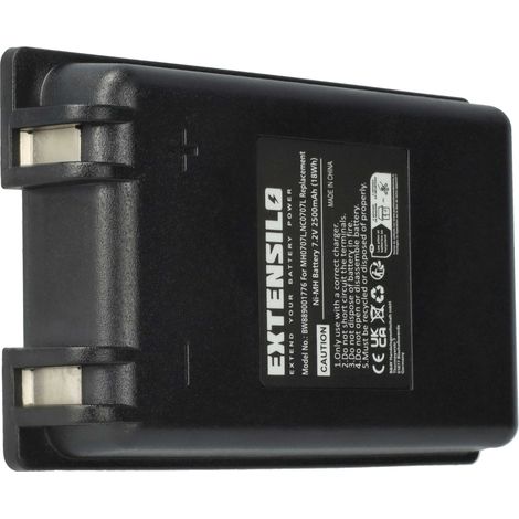 EXTENSILO Battery Replacement for Autec MH0707L, NC0707L for Industrial Radio Remote Control (2500mAh, 7.2 V, NiMH) - Black