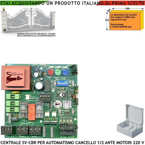 Quadro di Comando Cancello 2 Ante CBR 230 V 50 Hz Con Ricevente Radio 433,92 MHz Apprende 254 Codici 8 Funzioni Regolazione Forza Memorizza Corsa e Rallentamento Uscita Lampeggiante Elettroserratura (1/4)