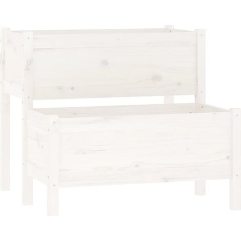 Maison Exclusive - Jardinière blanc 84,5x84x75 cm bois massif de pin