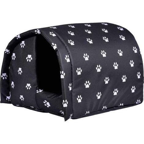 Cama para gatos tipo túnel Rainbow Fluffy con flecos (amarillo pastel/verde): túnel suave y cálido para dormir y jugar (1/2)