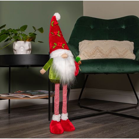 71cm Standing Christmas Gonk with Santa Hat and Extendable Legs in Reg and Green (1/5)