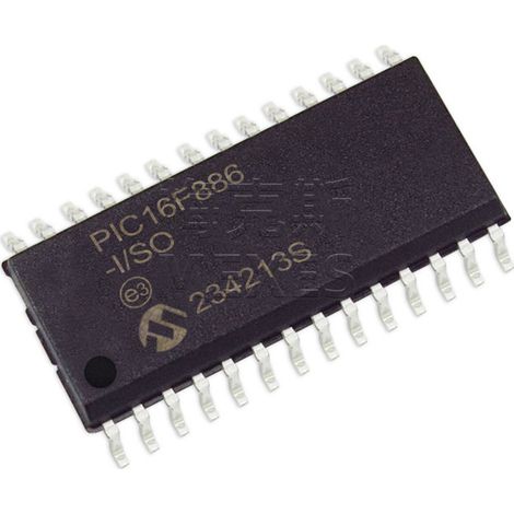 Die PIC16F886-I/SO und PIC16F877A-I/PT sind fünf elektronische Bauteile/Chips, die montiert und versendet werden können.