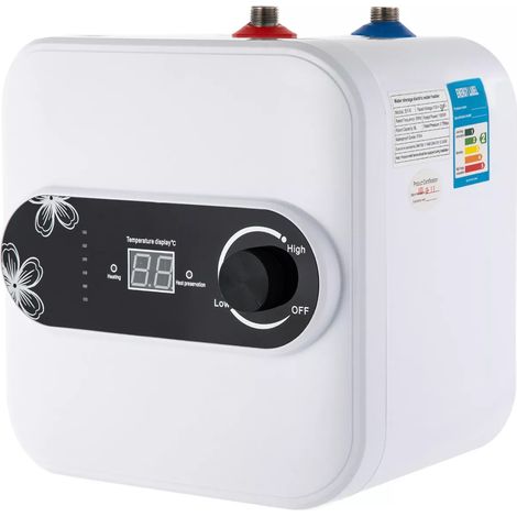 Scaldacqua elettrico riscaldamento istantaneo doccia con indicatore di temperatura LED, 220 V, 1,5 kw, piccolo scaldabagno da cucina, 8 litri, per cucina e bagno appeso a parete, lavabo, doccia (1/5)