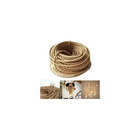 Cavo elettrico a 3 conduttori in lino per illuminazione a LED, 3 x 0,75 mm², cavo di alimentazione industriale intrecciato retrò da 10 m per lampade a sospensione e accessori fai da te. (1/4)