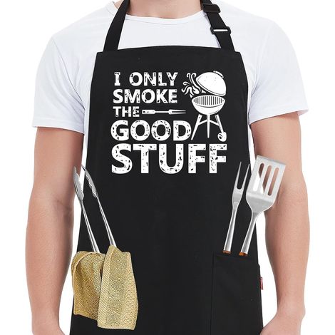 Tablier de cuisine réglable, tabliers amusants pour hommes avec 2 poches - Cadeau d'anniversaire pour la fête des pères pour papa, tablier de cuisine, de barbecue, de cuisine, de chef (1/5)