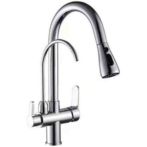 Mitigeur de cuisine,Mélangeur d'évier coulissant en laiton pour eau chaude et froide avec robinet d'eau potable (1/4)