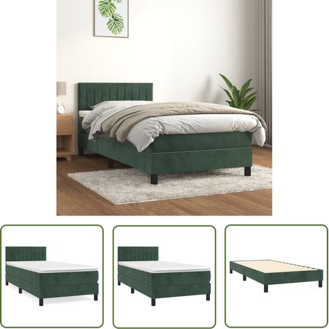 The Living Store Boxspringbett mit Matratze Dunkelgrün 80x200 cm Samt - Samtbett - Boxspringbett - Doppelbett - Bettenrahmen - Hochwertiges Bett (1/5)