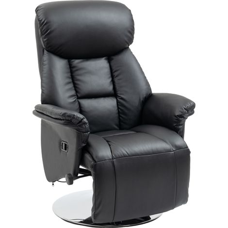 Fauteuil relax manuel en simili cuir noir avec dossier antidérapant et repose-pieds, charge max 150 kg (1/5)