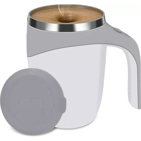Tasse à café auto-agitation 304 acier inoxydable aimanté automatique avec couvercle 380ml blanc pour maison bureau voyage (1/5)