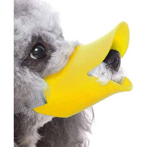 Museruola anti-morso per cani, tipo becco d'anatra, regolabile, giallo, S (1/5)