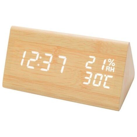 BEIJIYI Digitaler Tischwecker – Holzdesign – Mehrere Weckzeiten – LED-Anzeige – Integriertes Thermometer (1/5)