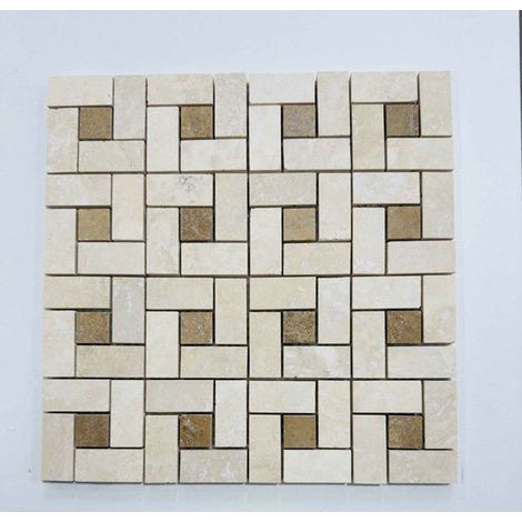 Mosaico - ALBEDO PIERRE - AL-1062 - Travertino Ivoire e Noce - Design Elegante - 30,5x30,5 cm