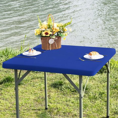 Nappe carrée ajustée, nappe élastique, protección para mesa de comedor, cocina, fiesta en la casa, azul 86 x 86 cm (1/5)