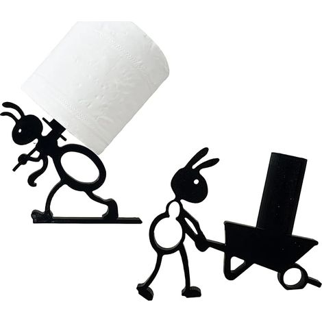 2 pièces Porte-Rouleau de Papier Toilette en Forme de Fourmi, Drôle De Brouette De Fourmis Porte-Papier Toilettes, Décoration De Salle De Bain Mignonne, Porte-roulis De Toilette Ant (Noir) (1/5)