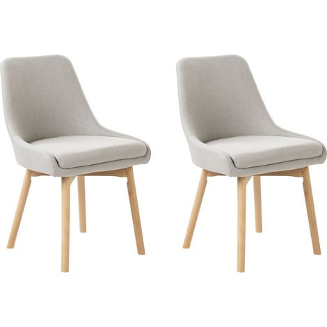 Set di 2 Sedie da Pranzo Gambe in Legno e Tessuto grigio chiaro Melfort