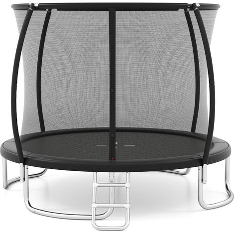 Trampoline extérieur 305 cm stable et sécurisé design incurvé en acier galvanisé noir (1/2)