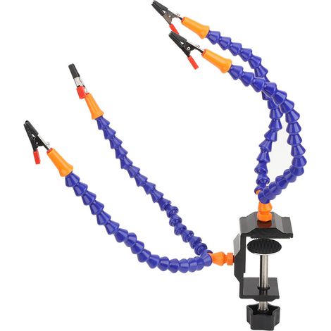 Flexibler 4-armiger Lötkolbenhalter, blau, multifunktional für die Reparatur und Montage von Leiterplatten (1/5)