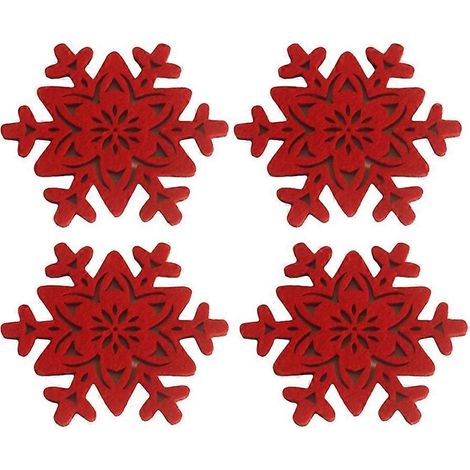 4 pièces Sous-verres Noël en Feutrine Flocons de Neige Décor de Table