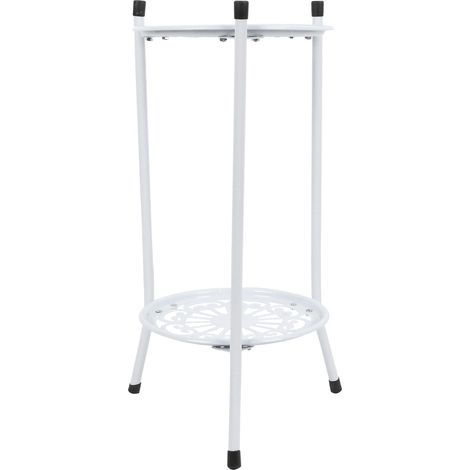 2-stöckiger Pflanzenständer aus Metall, Blumentopfhalter, Ablage, Gartenzubehör, Weiß