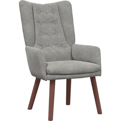 Fauteuil design en velours gris clair – Assise 63 cm × 67 cm, hauteur totale 94 cm – Confort ergonomique, style contemporain pour salon ou bureau (1/5)