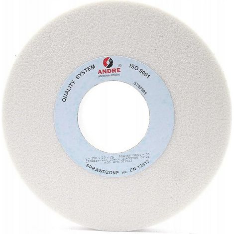 Disco abrasivo plano Andre de 250 mm x 25 mm x 76 mm, 99AY46K7VE01-35, blanco, "TIPO 1".