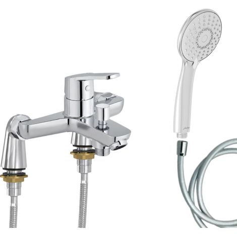 Mitigeur baignoire JACOB DELAFON Aimé + pommeau de douche Juliette + flexible de douche lisse + colonnettes Idro'Flex (1/5)