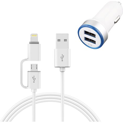 Onlex 2USB-Autoladegerät + iOS/Android-Kabel (1/2)