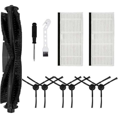 Le kit de 10 brosses principales pour l'aspirateur robot Honiture Q6 Pro comprend une brosse rotative principale et six brosses latérales. (1/4)