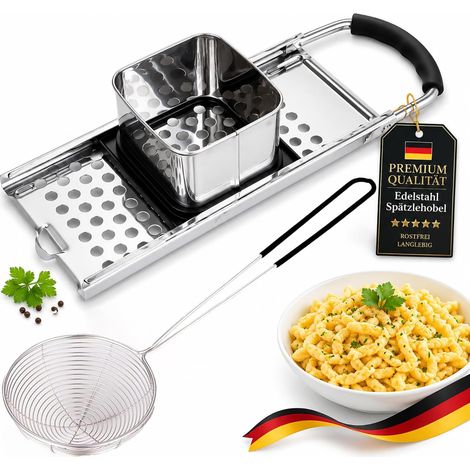 2 Pieces Stainless Steel Spaetzle Grater, Spaetzle Machine, Spaetzle Press, Spätzle Planer, Stainless Steel Spaetzle Slicer with Dough Slider, Spaetzle Slicer for Spaghetti, Dumplings, Pasta (1/5)