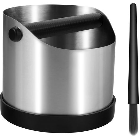 Knock Box Kaffeemaschine, rutschfester Boden, 700 ml  Espressokanne aus Edelstahl mit herausnehmbarer Matte und Bürste, unverzichtbares Zubehör für Ihre Kaffeemaschine (1/5)