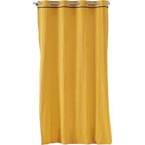 Voilage a oeillets en coton lave 135 x 240 cm Lanette jaune (1/3)