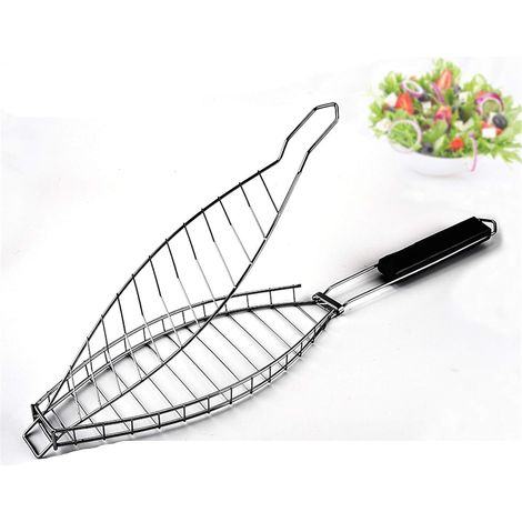 MINKUROW Cesta Para Asar, Rejilla De Cocina Para Barbacoa De Acero Inoxidable Con Mango De Madera Para Salchichas, Verduras, Carne, Pescado, Ideal Para Barbacoa Al Aire Libre Y Viajes De Camping (36x1 (1/5)