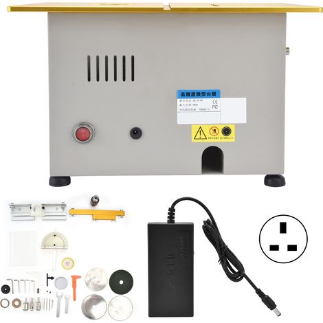 Scie circulaire électrique de table miniature portable DC12-24V 96W, outil de découpe bois à établi, prise UK 110V-240V, dorée (1/5)