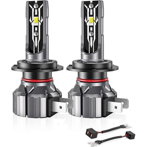 2 PiècesH7 LED Phare Blanc 6000K Ampoule de Voiture Feux de Croisement/Faisceau de Route pour Voitures et Motos