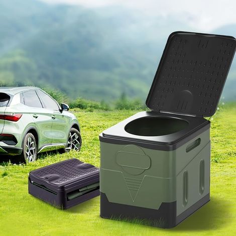 BelleRise - Toilette d'extérieur portable et pliable, vert kaki (1/5)