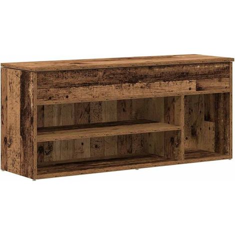 Tabouret à chaussures, bois vieilli, 102x30,5x45 cm, bois d'ingénierie. (1/5)